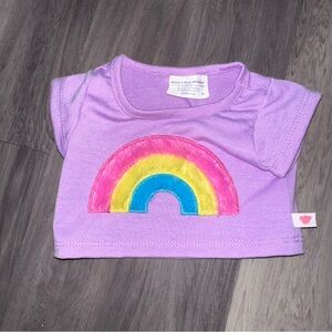 Build-A-Bear Workshop Fuzzy Rainbow T-Shirt Short Sleeve Shirt Top RARE HTF BABW